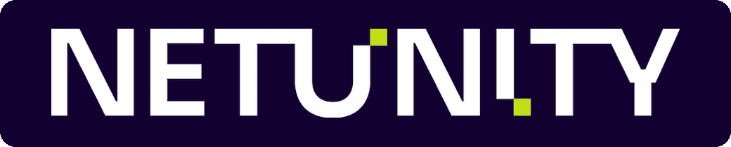 Логотип альянса NETUNITY на тёмном фоне в фирменном цвете