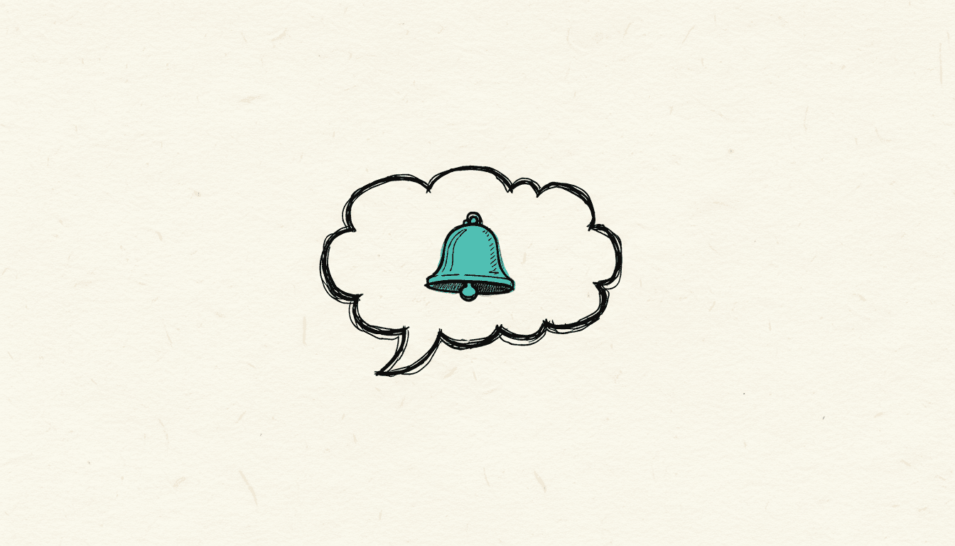 Croquis dessiné à la main : une bulle de discussion contenant une petite cloche