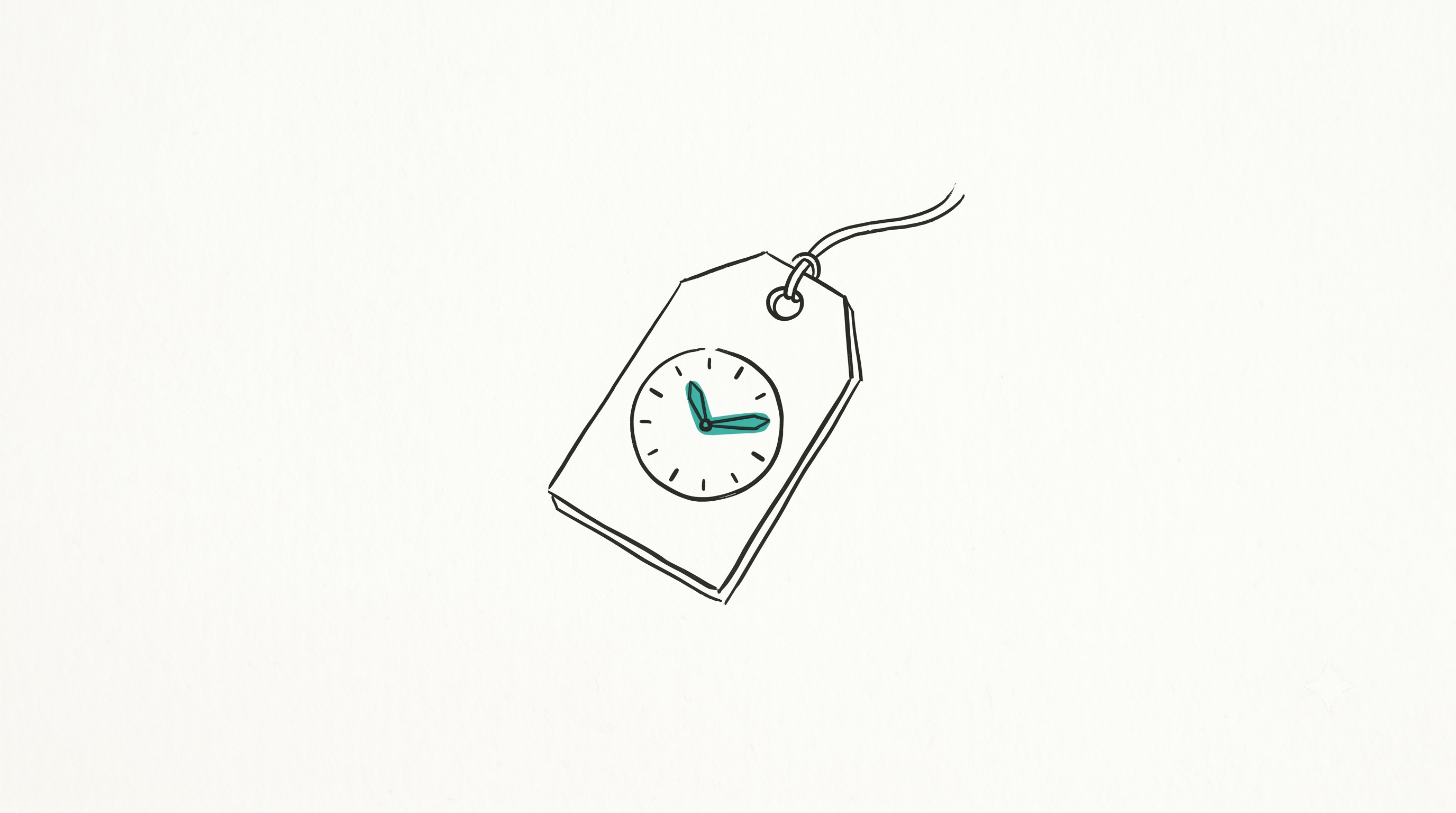Skizze: Preisschild mit Uhr